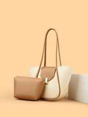 PU Leather Shoulder Bag with Pouch - Trendsi