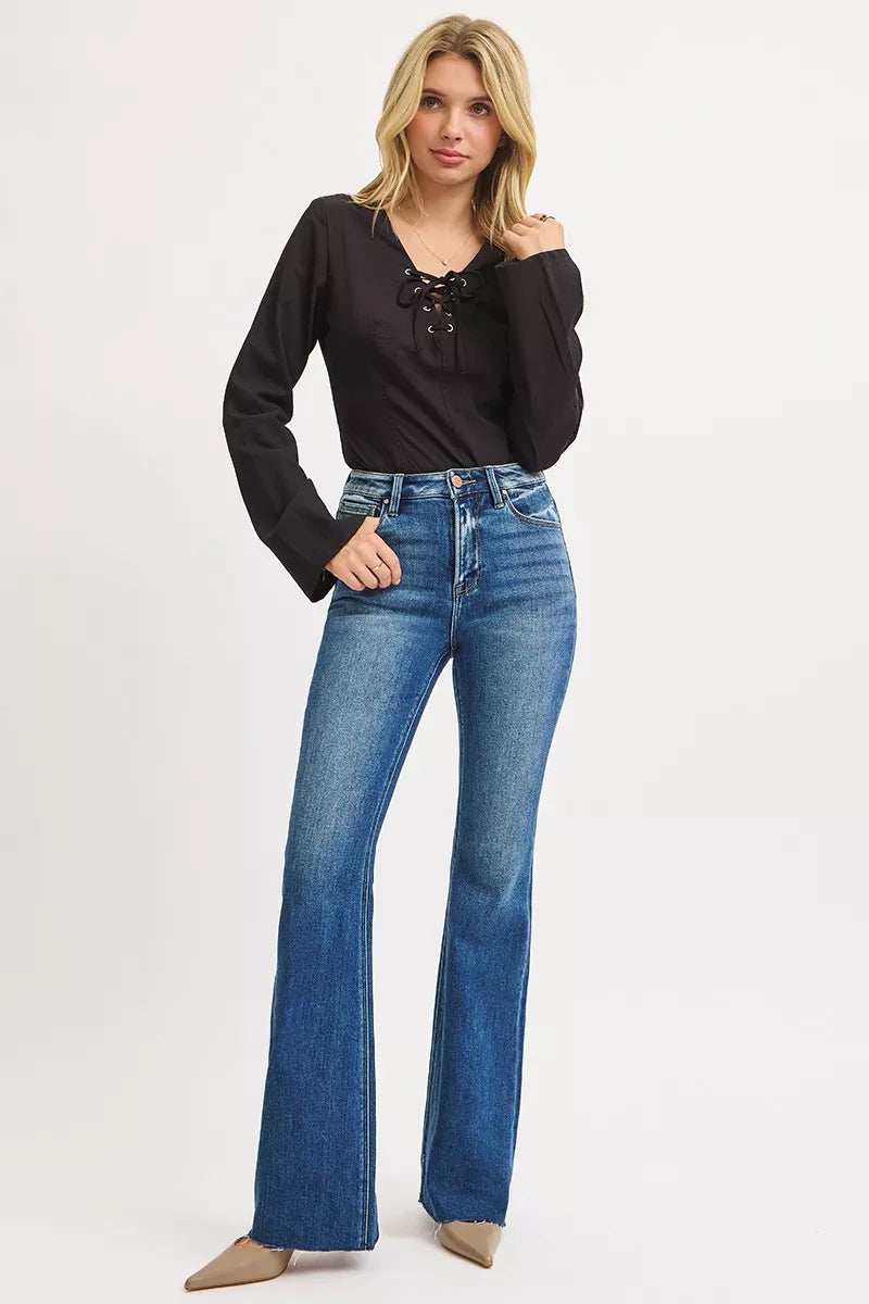 RISEN High Rise Flare Jeans - Trendsi - Flyclothing LLC