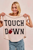 BiBi Game Day Touchdown Letter Patches Waffle Short Top - Trendsi - Flyclothing LLC
