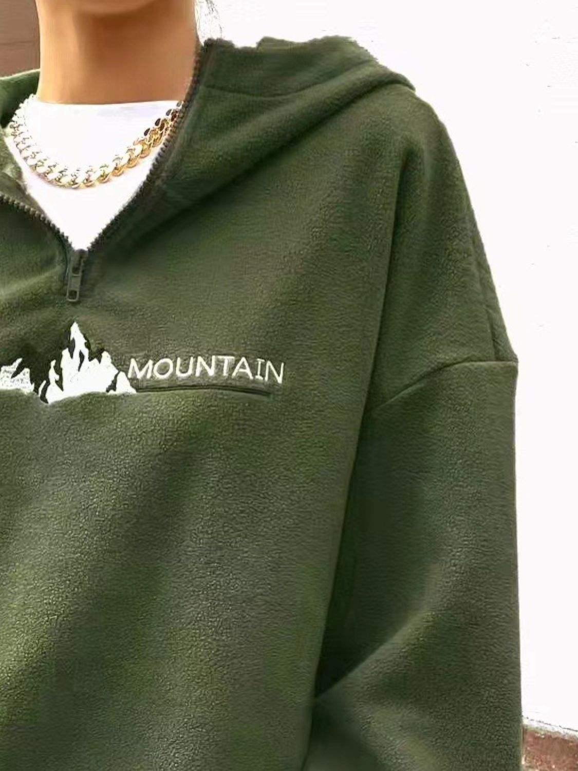 Mountain Quarter Zip Long Sleeve Hoodie - Trendsi - Flyclothing LLC