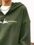 Mountain Quarter Zip Long Sleeve Hoodie - Trendsi - Flyclothing LLC