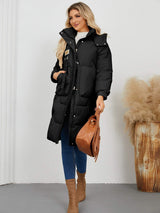 Long Sleeve Longline Hooded Winter Coat - Trendsi - Flyclothing LLC