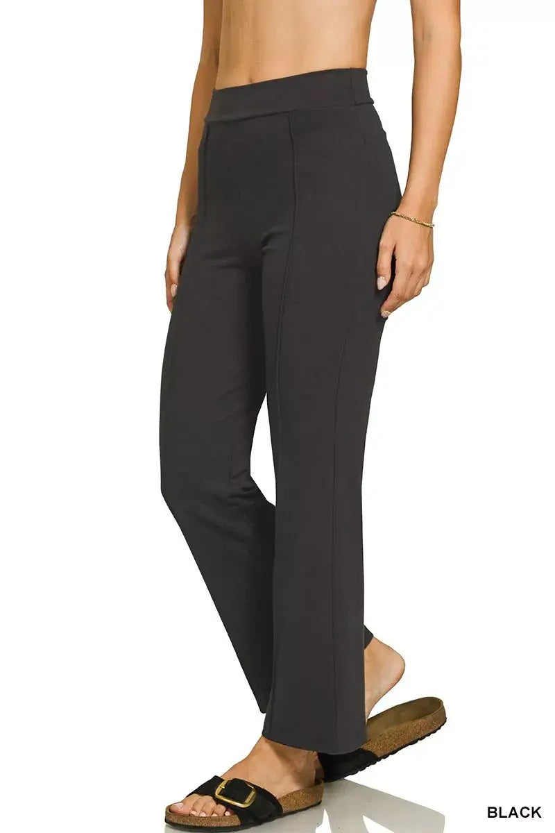 Zenana Heavy Ponte Elastic Waistband Pintuck Pants - Trendsi - Flyclothing LLC