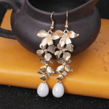 Alloy Flower Synthetic Pearl Earrings - Trendsi