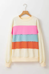 Color Block Long Sleeve Sweatshirt - Trendsi - Flyclothing LLC