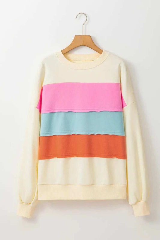 Color Block Long Sleeve Sweatshirt - Trendsi - Flyclothing LLC