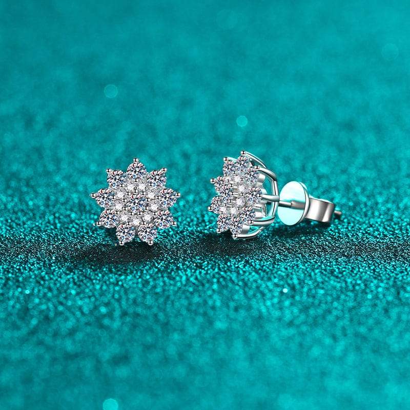 925 Sterling Silver Moissanite Zircon Stud Earrings - Trendsi - Flyclothing LLC