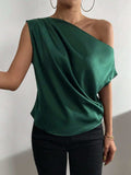 Ruched Single Shoulder Blouse - Trendsi - Flyclothing LLC