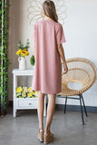 Heimish Full Size Solid Ribbed Mini Dress with Button Plus Size - Trendsi