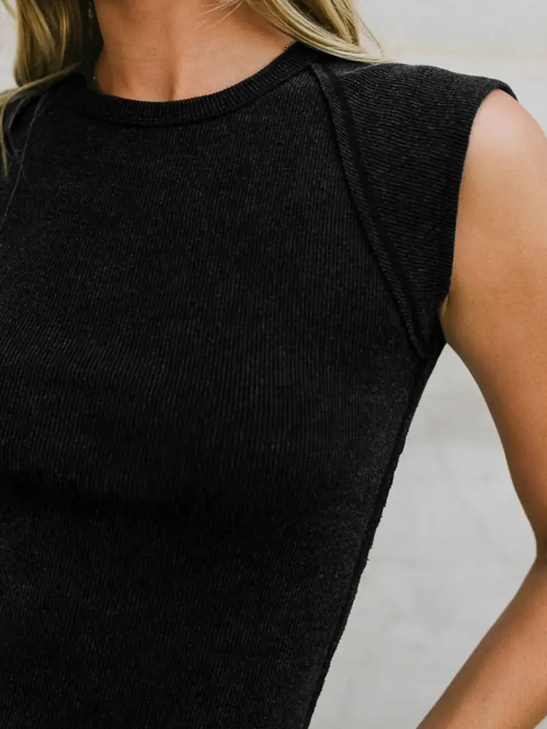 Exposed Seam Round Neck Tank - Trendsi - Flyclothing LLC