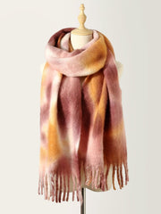 Fringe Tie-Dye Polyester Scarf - Trendsi