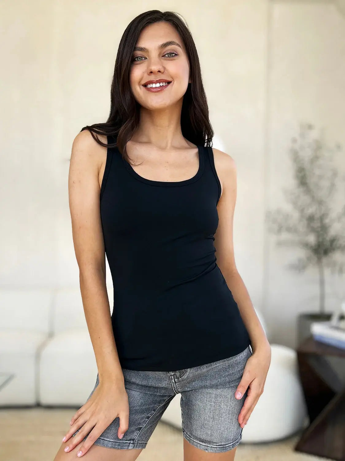 Basic Bae Full Size Square Neck Wide Strap Tank - ShopBasicbae - Flyclothing LLC