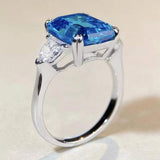 925 Sterling Silver Zircon Square Ring - Trendsi - Flyclothing LLC