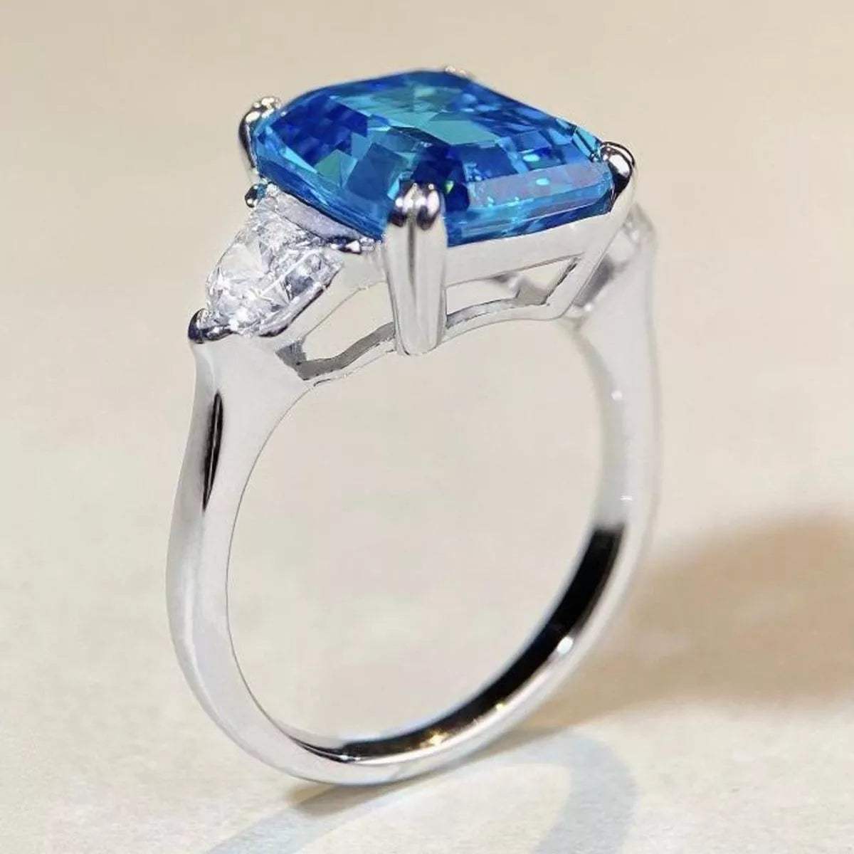 925 Sterling Silver Zircon Square Ring - Trendsi - Flyclothing LLC