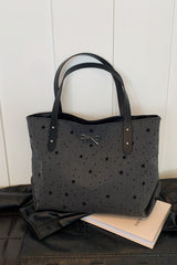 Polyester Bow Polka Dot Tote Bag - Trendsi