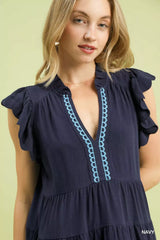 Umgee Linen Tiered Baby Doll Dress - Trendsi - Flyclothing LLC