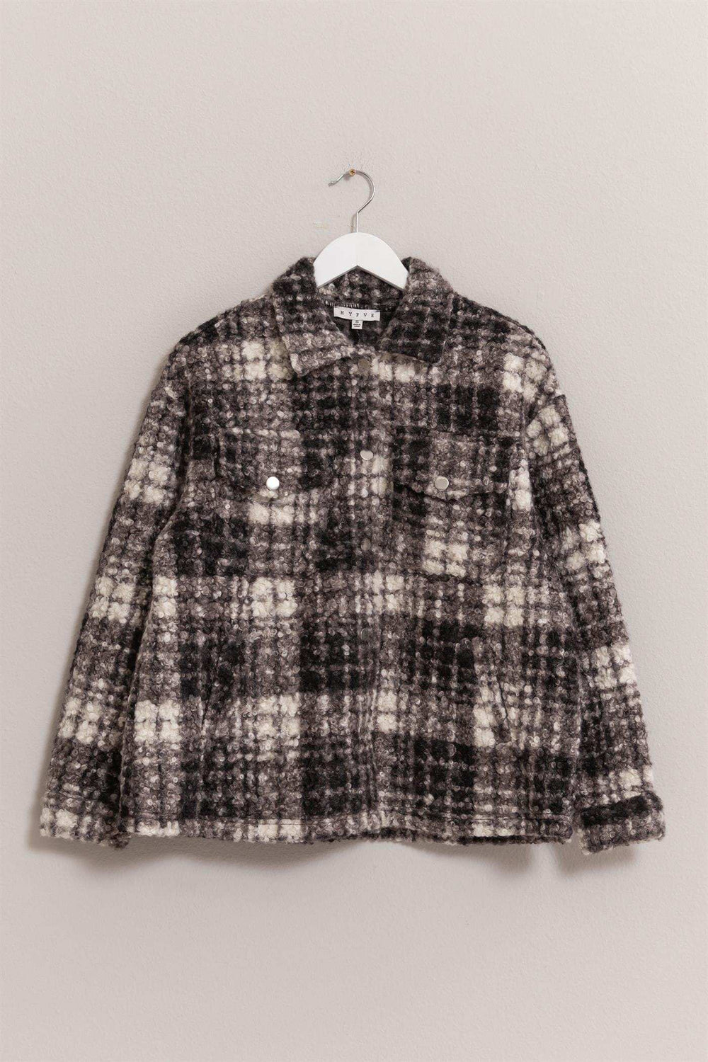 HYFVE Plaid Button Up Boucle Jacket - Trendsi - Flyclothing LLC