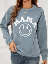 Round Neck Long Sleeve MAMA Graphic Sweatshirt - Trendsi - Flyclothing LLC