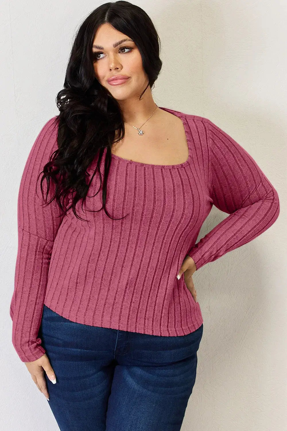 Basic Bae Full Size Ribbed Long Sleeve T-Shirt - ShopBasicbae - Flyclothing LLC
