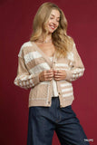 Umgee Cable-Knit Stripe Button-Up Cardigan - Trendsi - Flyclothing LLC