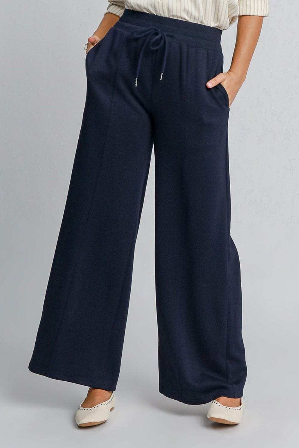 Umgee Drawstring Wide Leg Pants with Pockets - Trendsi - Flyclothing LLC