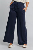 Umgee Drawstring Wide Leg Pants with Pockets - Trendsi