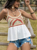 Openwork Peplum Scoop Neck Cami - Trendsi