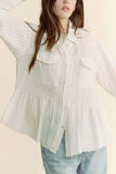 Davi & Dani Garment Washed Jacquard Button Front Shirt - Trendsi