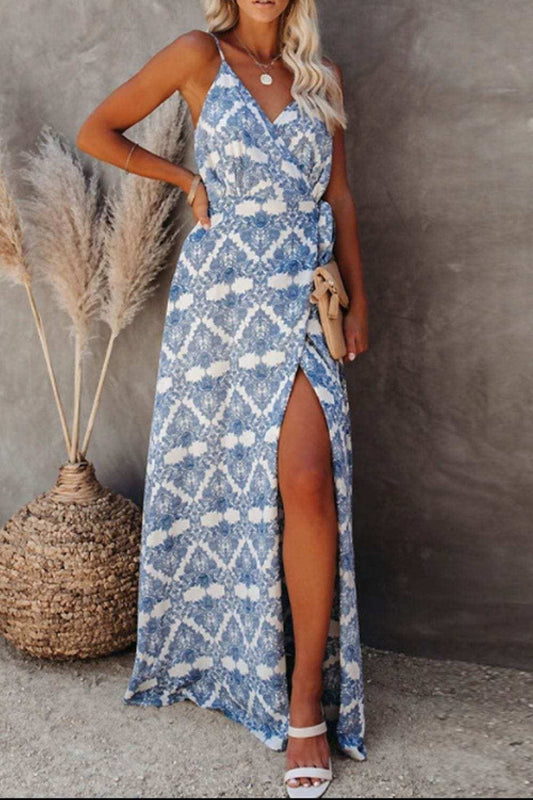 Printed Tied Maxi Cami Dress - Trendsi - Flyclothing LLC