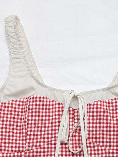 Perfee Contrast Plaid Square Neck Tank - Trendsi - Flyclothing LLC