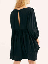 Cutout Textured Long Sleeve Mini Dress - Trendsi - Flyclothing LLC