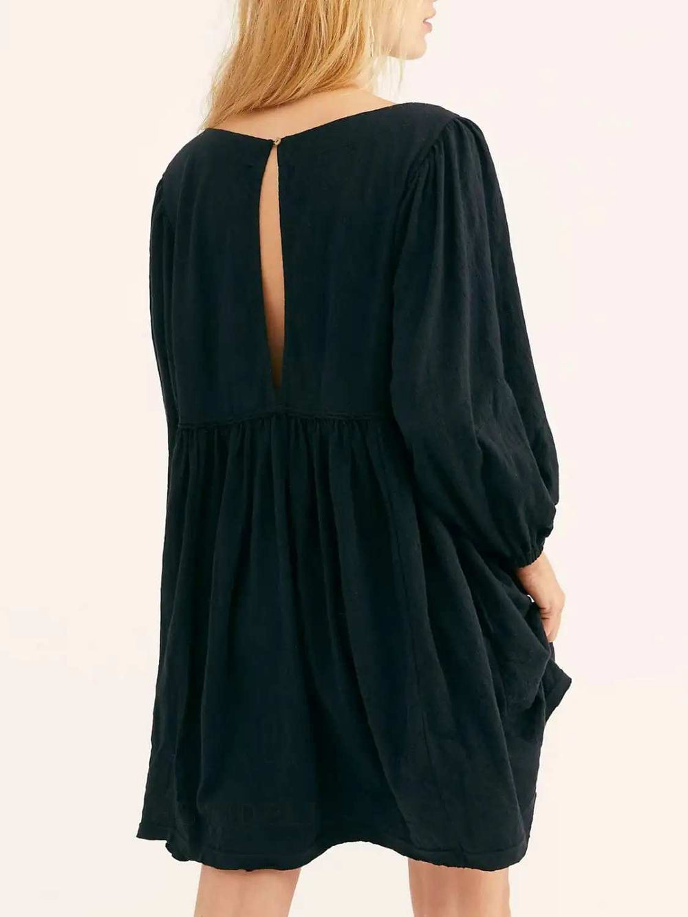 Cutout Textured Long Sleeve Mini Dress - Trendsi - Flyclothing LLC