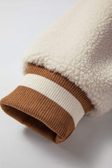 Contrast Baseball Collar Snap Down Long Sleeve Jacket - Trendsi - Flyclothing LLC