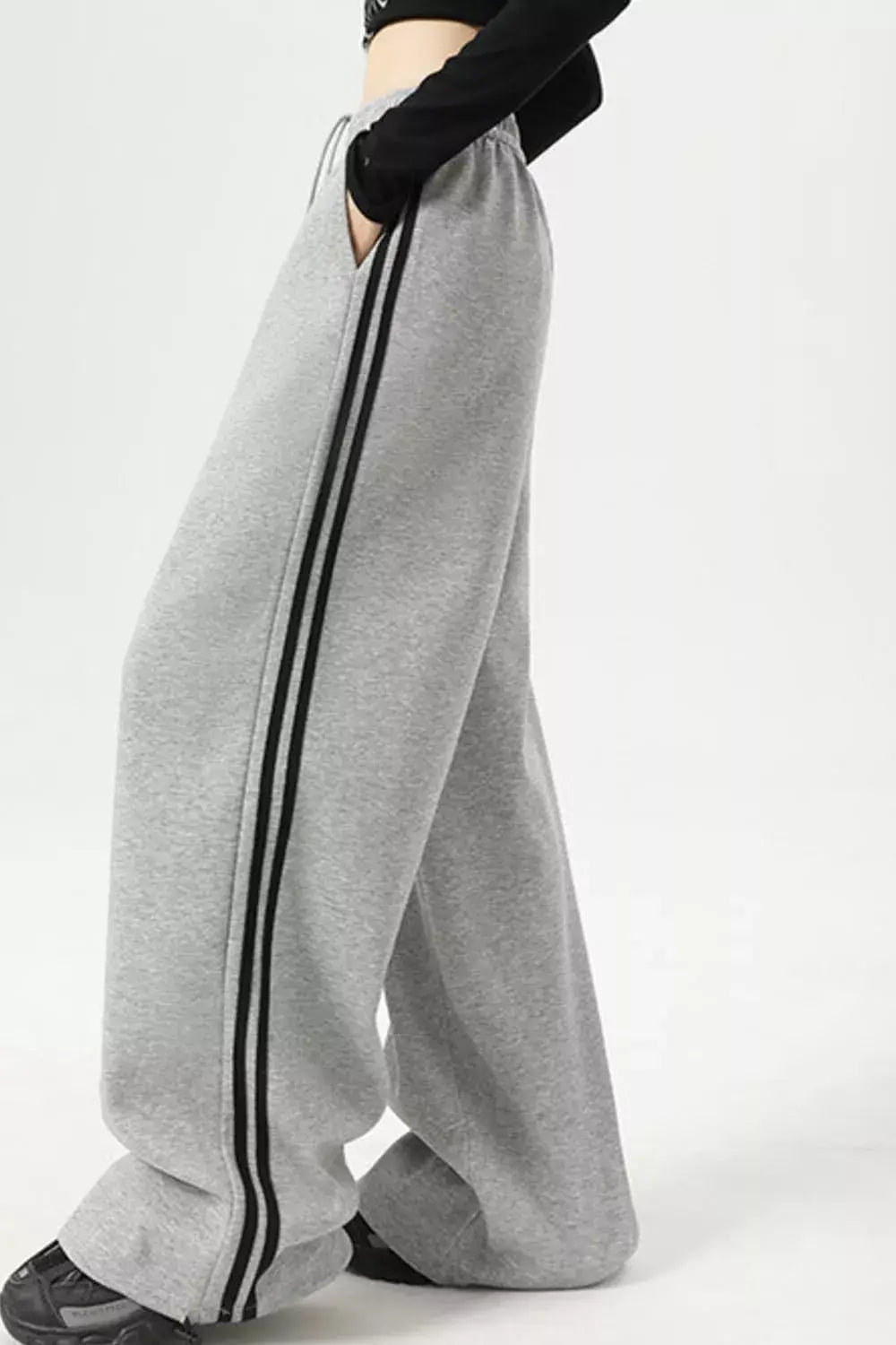 Wide Leg Side Striped Pants - Trendsi - Flyclothing LLC