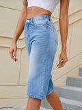 High Waist Denim Shorts with Pockets - Trendsi