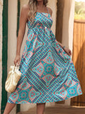Printed Spaghetti Strap Midi Dress - Trendsi