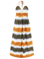 Tie-Dye Halter Neck Sleeveless Dress Trendsi