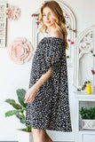Heimish Full Size Short Sleeve Off Shoulder Animal Mini Dress Plus Size - Trendsi - Flyclothing LLC