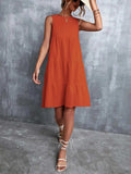 Tiered Round Neck Sleeveless Mini Tank Dress - Trendsi - Flyclothing LLC