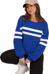 Lovelet Striped Round Neck Dropped Shoulder Sweatshirt - Trendsi