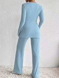 Surplice Long Sleeve Top and Pants Set - Trendsi - Flyclothing LLC