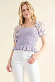 And The Why Embellishment Sleeve Smocked Top - Trendsi