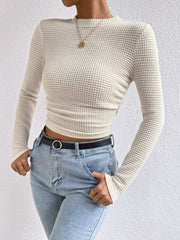 Round Neck Long Sleeve T-Shirt - Trendsi