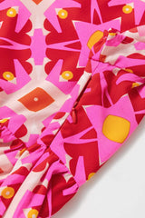 Printed Notched Cap Sleeve Dress - Trendsi - Flyclothing LLC