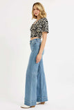 RISEN Full Size High Rise Wide Flare Patch Pocket Jeans Plus Size - Trendsi - Flyclothing LLC