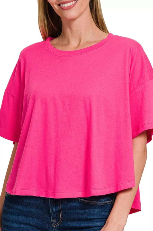 Zenana Cotton Round Neck Short Sleeve T-Shirt - Trendsi - Flyclothing LLC