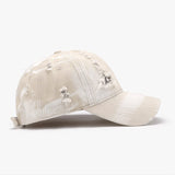 Distressed Adjustable Cotton Baseball Cap - Trendsi