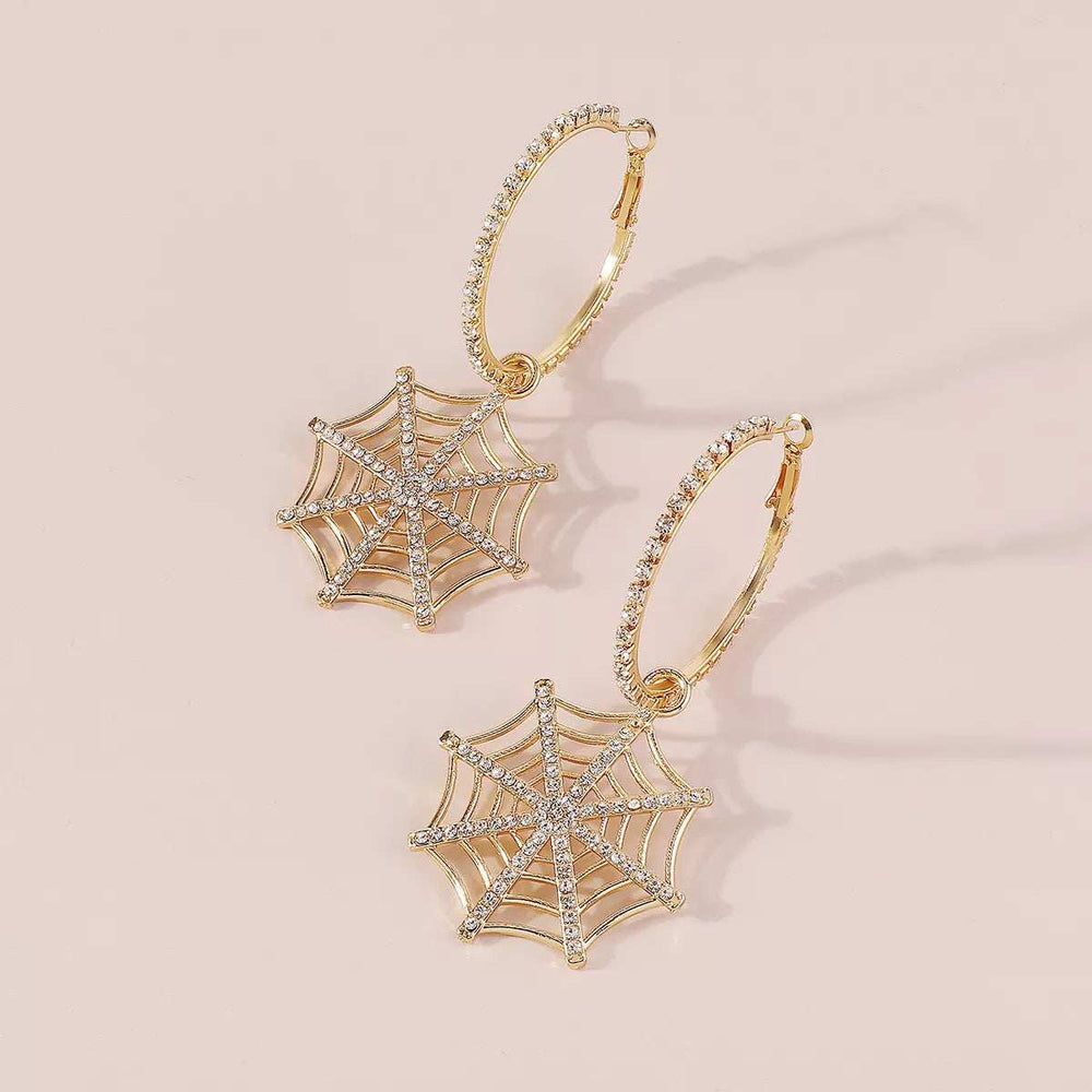 Halloween Spider Web Dangle Hoop Earrings - Trendsi - Flyclothing LLC