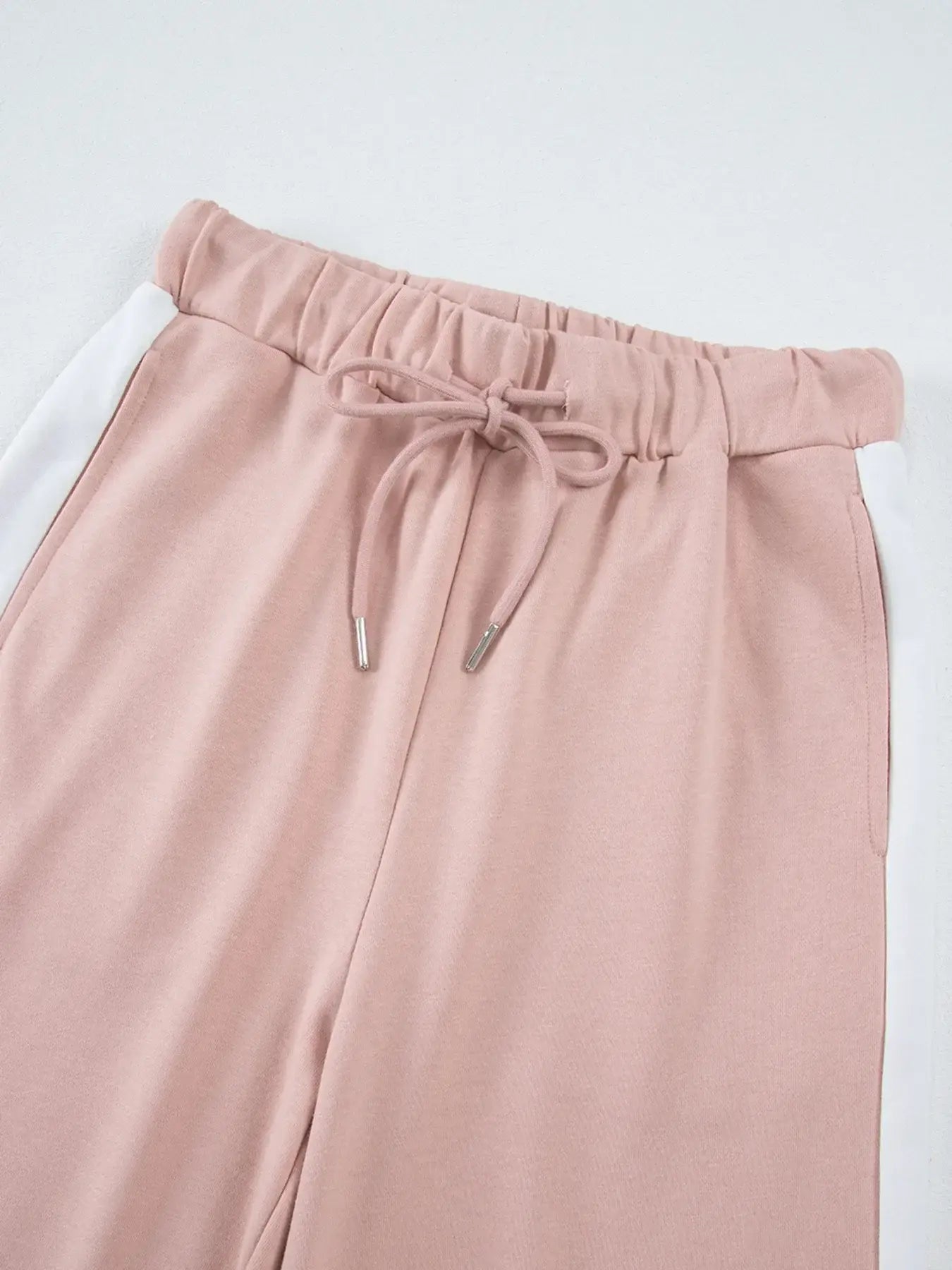 Contrast Trim Round Neck Top and Pants Set - Trendsi - Flyclothing LLC