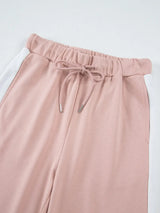 Contrast Trim Round Neck Top and Pants Set - Trendsi - Flyclothing LLC